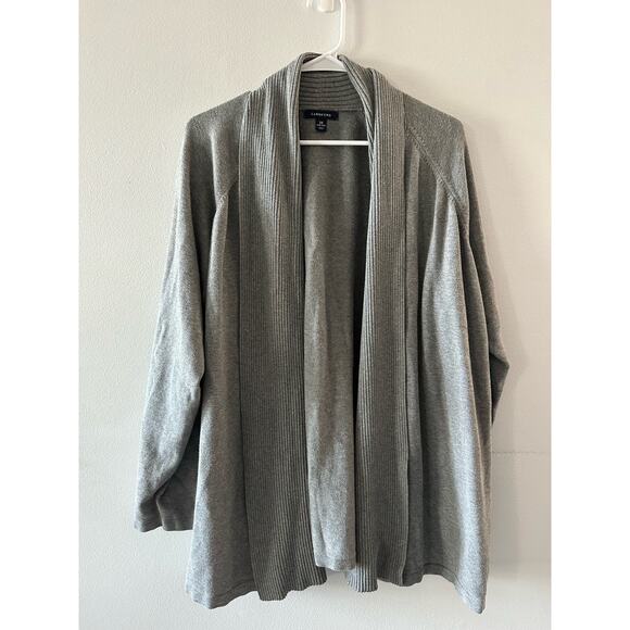 Lands End Sweater Women's 3X 24W-26W Gray Cardigan Open Front Baumwolle - Picture 1 of 7